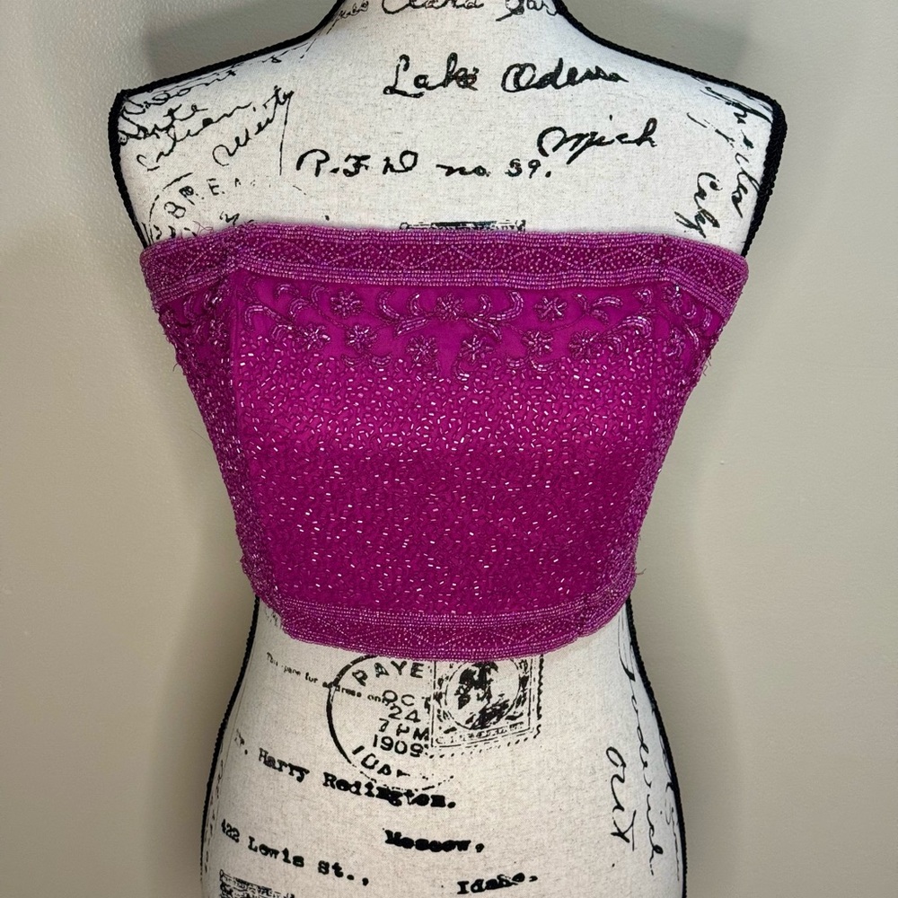 Pink Beaded Bustier Top by Emma Black - Picture 9 of 12